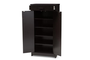 Baxton Studio Bienna Modern and Contemporary Wenge Brown Finished Shoe Cabinet