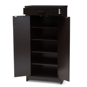 Baxton Studio Bienna Modern and Contemporary Wenge Brown Finished Shoe Cabinet