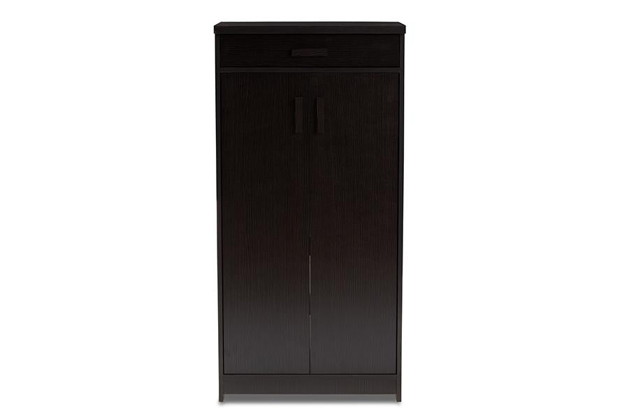 Baxton Studio Bienna Modern and Contemporary Wenge Brown Finished Shoe Cabinet