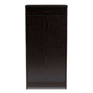 Baxton Studio Bienna Modern and Contemporary Wenge Brown Finished Shoe Cabinet