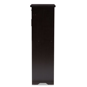 Baxton Studio Bienna Modern and Contemporary Wenge Brown Finished Shoe Cabinet