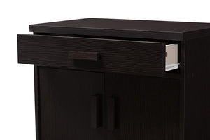 Baxton Studio Bienna Modern and Contemporary Wenge Brown Finished Shoe Cabinet