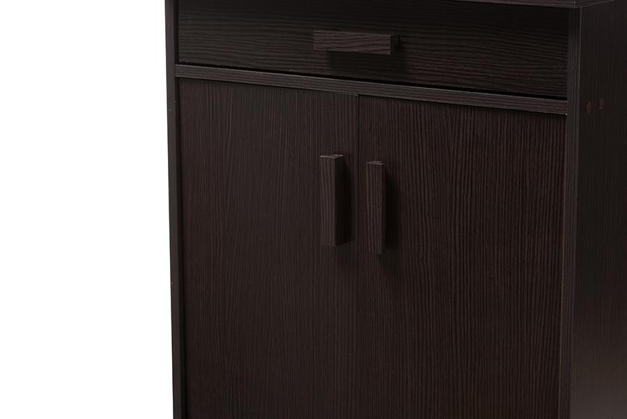 Baxton Studio Bienna Modern and Contemporary Wenge Brown Finished Shoe Cabinet