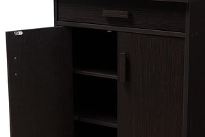 Baxton Studio Bienna Modern and Contemporary Wenge Brown Finished Shoe Cabinet