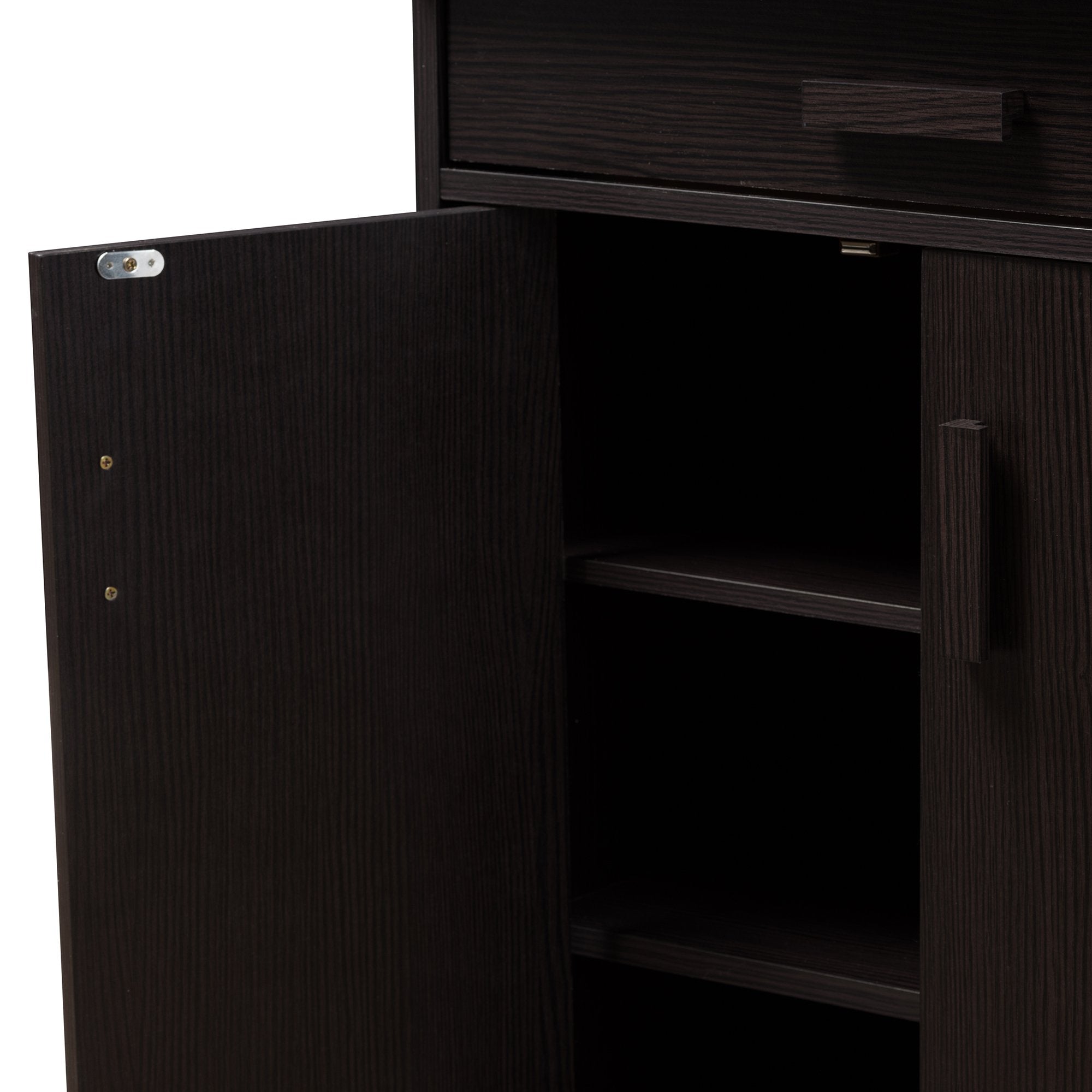 Baxton Studio Bienna Modern and Contemporary Wenge Brown Finished Shoe Cabinet