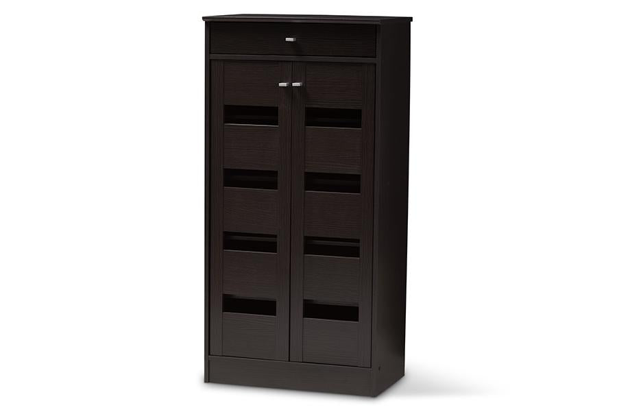 Baxton Studio Acadia Modern and Contemporary Wenge Brown Finished Shoe Cabinet