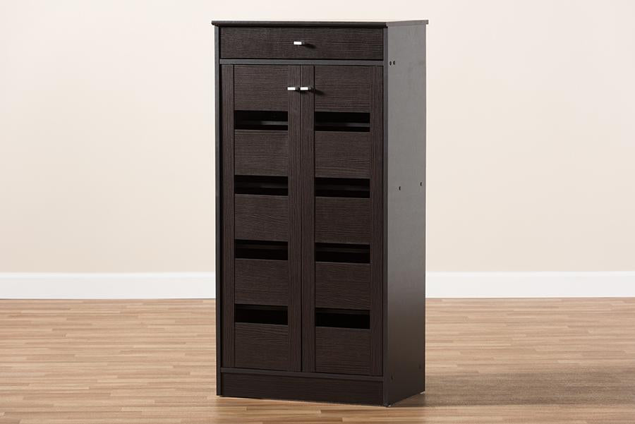 Baxton Studio Acadia Modern and Contemporary Wenge Brown Finished Shoe Cabinet