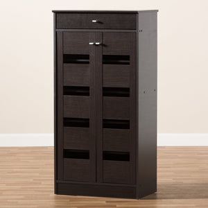 Baxton Studio Acadia Modern and Contemporary Wenge Brown Finished Shoe Cabinet