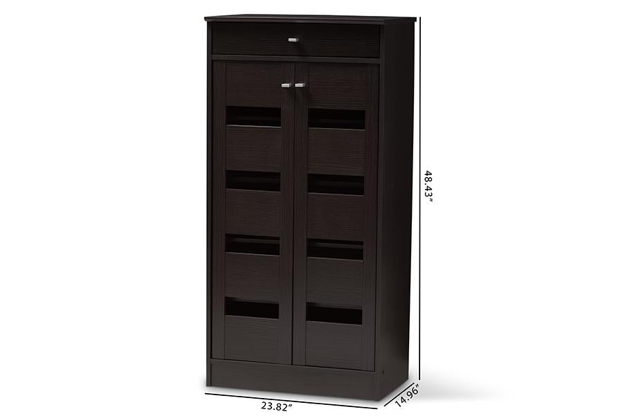 Baxton Studio Acadia Modern and Contemporary Wenge Brown Finished Shoe Cabinet