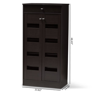 Baxton Studio Acadia Modern and Contemporary Wenge Brown Finished Shoe Cabinet