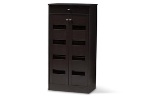 Baxton Studio Acadia Modern and Contemporary Wenge Brown Finished Shoe Cabinet