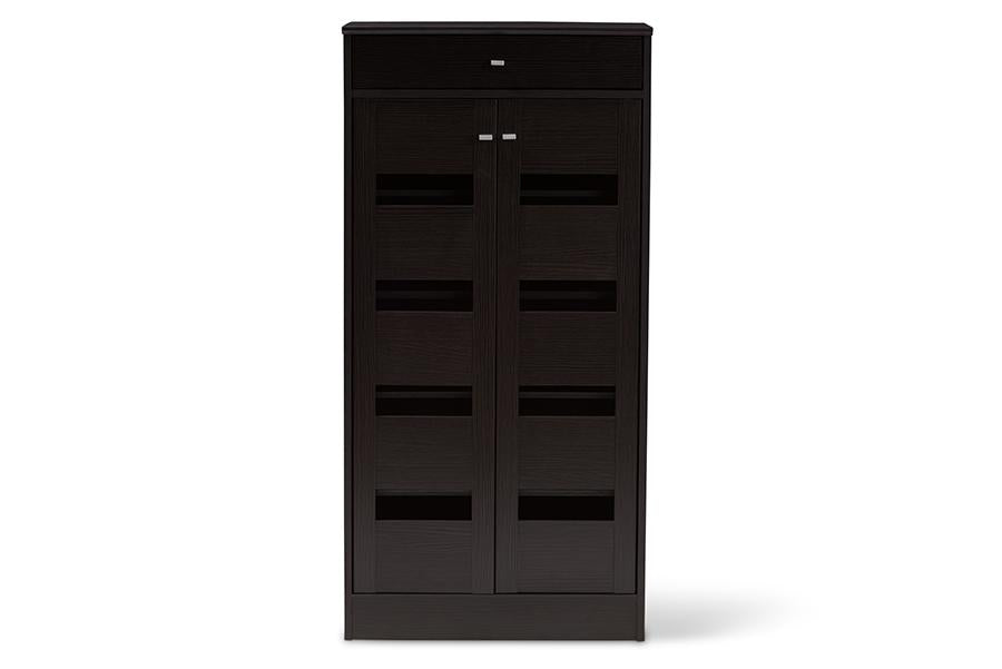 Baxton Studio Acadia Modern and Contemporary Wenge Brown Finished Shoe Cabinet