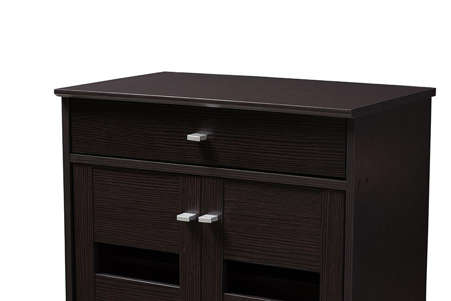 Baxton Studio Acadia Modern and Contemporary Wenge Brown Finished Shoe Cabinet