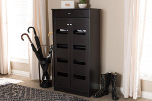 Baxton Studio Acadia Modern and Contemporary Wenge Brown Finished Shoe Cabinet