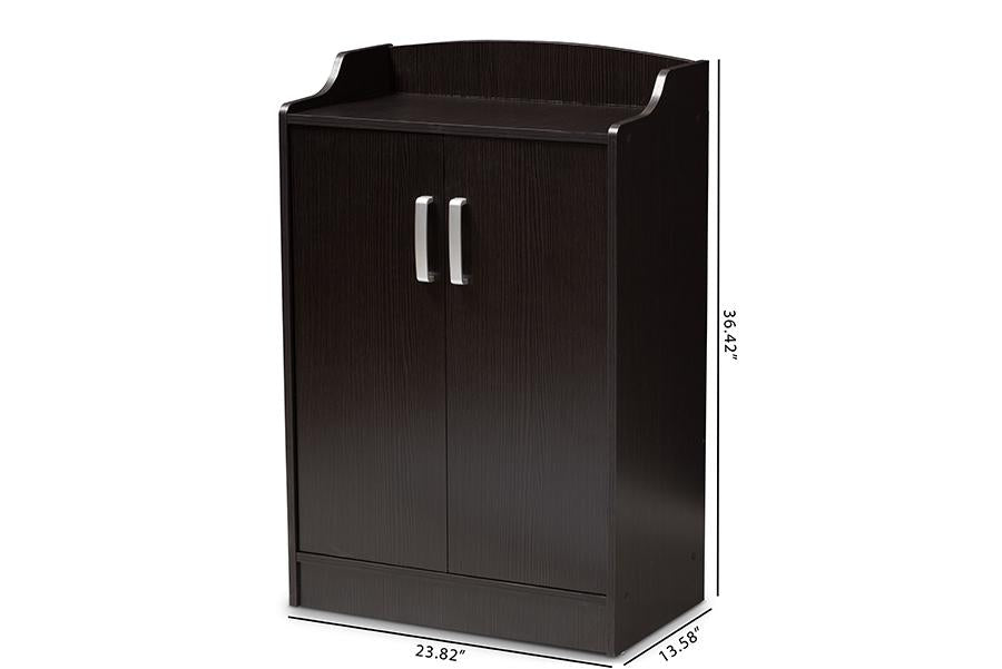 Baxton Studio Verdell Modern and Contemporary Wenge Brown Finished Shoe Cabinet