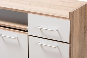 Baxton Studio Charmain Modern and Contemporary Light Oak and White Finish Kitchen Cabinet