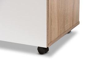 Baxton Studio Charmain Modern and Contemporary Light Oak and White Finish Kitchen Cabinet