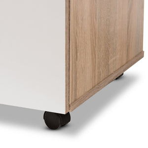 Baxton Studio Charmain Modern and Contemporary Light Oak and White Finish Kitchen Cabinet