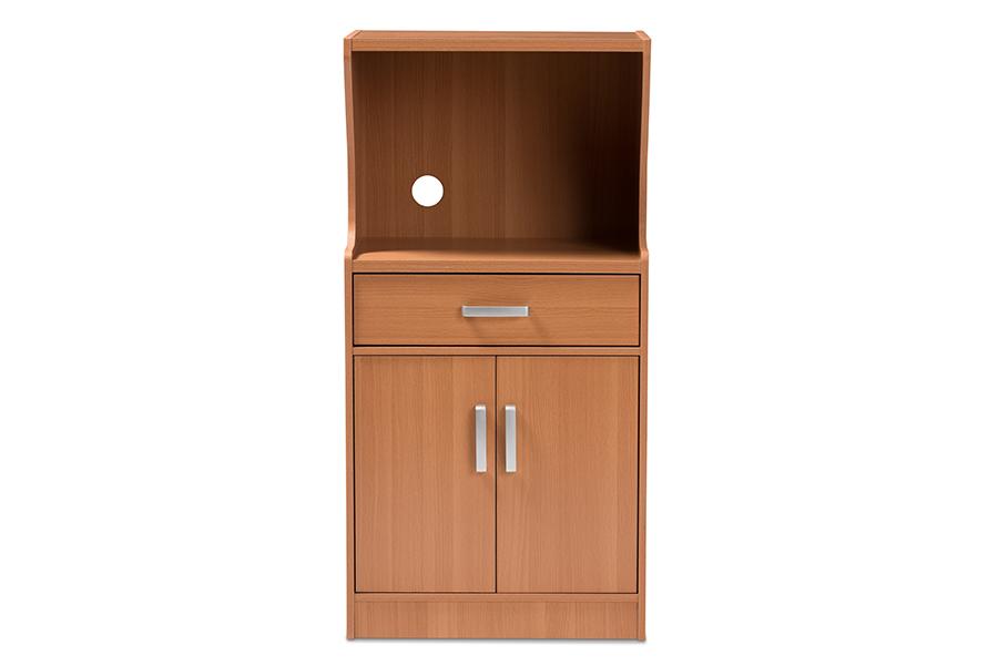 Baxton Studio Lowell Modern and Contemporary Brown Wood Finish Kitchen Cabinet