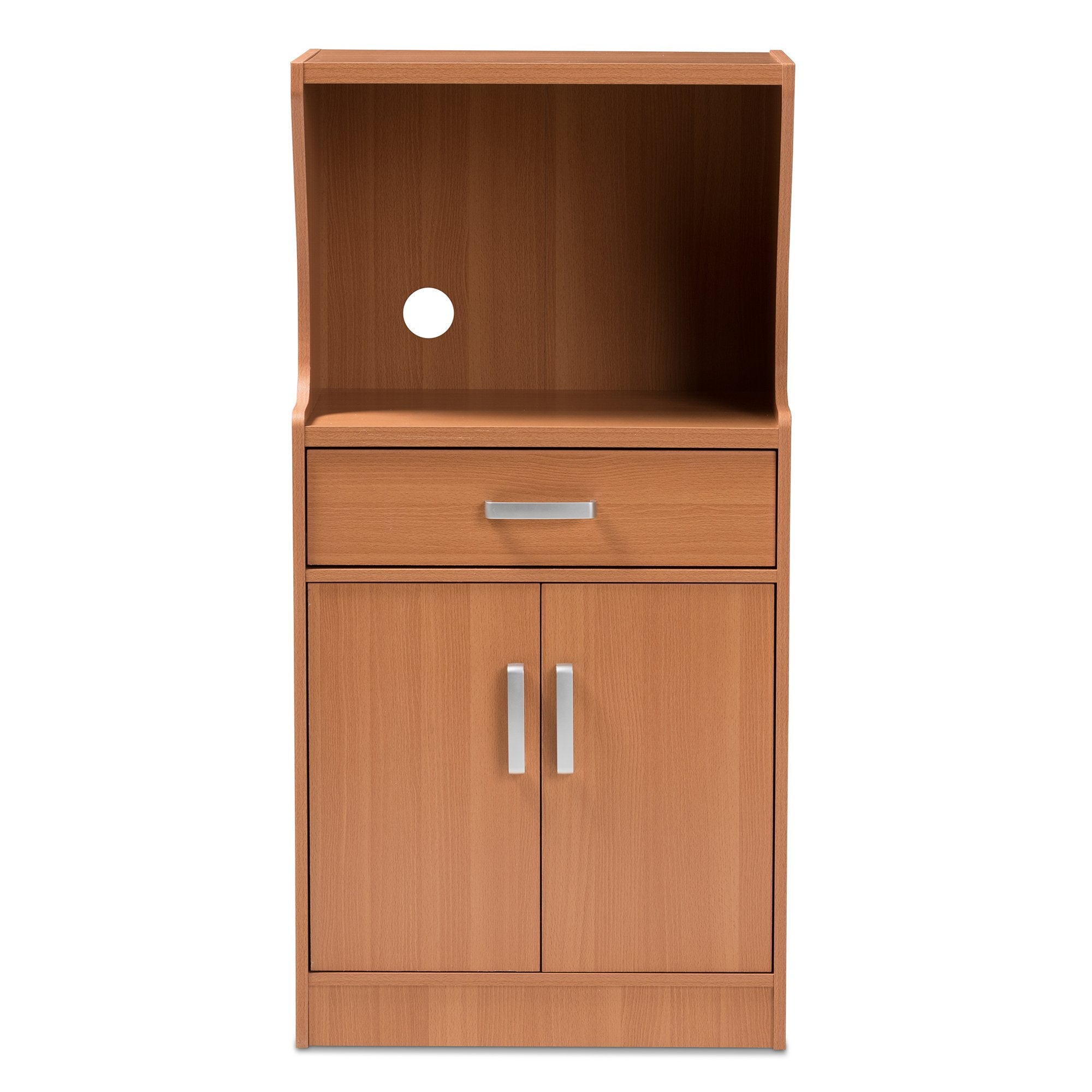 Baxton Studio Lowell Modern and Contemporary Brown Wood Finish Kitchen Cabinet