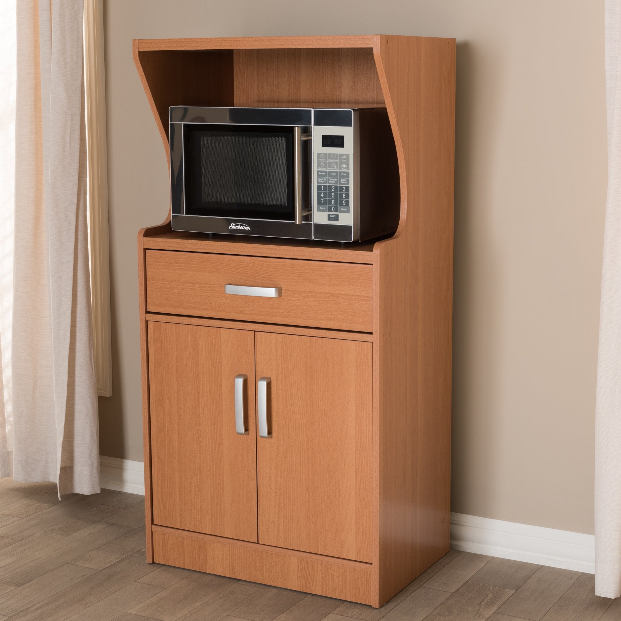 Baxton Studio Lowell Modern and Contemporary Brown Wood Finish Kitchen Cabinet