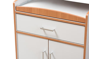 Baxton Studio Edonia Modern and Contemporary Beech Brown and White Finish Kitchen Cabinet