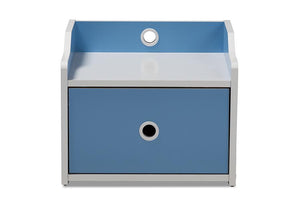 Baxton Studio Aeluin Contemporary Children's Blue and White Finished Nightstand