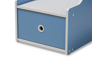 Baxton Studio Aeluin Contemporary Children's Blue and White Finished Nightstand