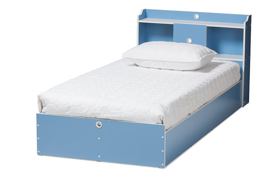 Baxton Studio Aeluin Contemporary Children's Blue and White Finished 2-Piece Bedroom Set