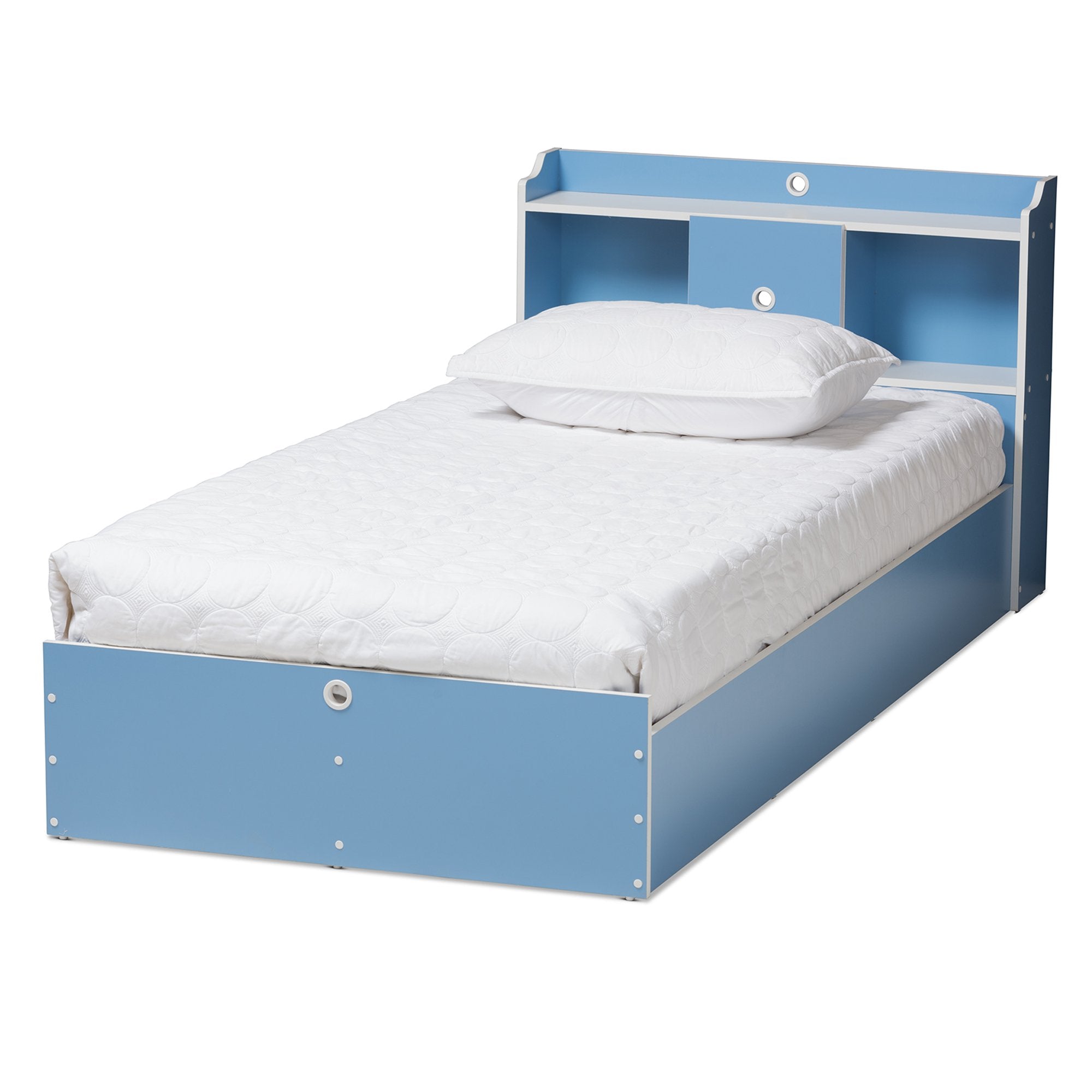 Baxton Studio Aeluin Contemporary Children's Blue and White Finished 2-Piece Bedroom Set