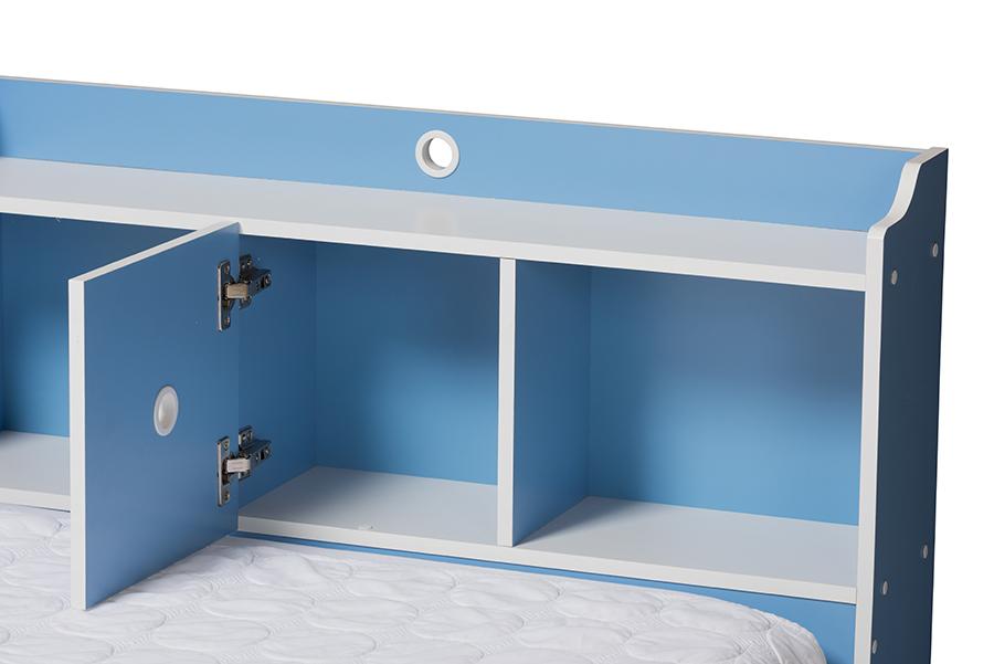 Baxton Studio Aeluin Contemporary Children's Blue and White Finished 2-Piece Bedroom Set