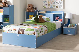 Baxton Studio Aeluin Contemporary Children's Blue and White Finished 2-Piece Bedroom Set