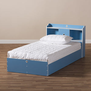 Baxton Studio Aeluin Contemporary Children's Blue and White Finished 2-Piece Bedroom Set