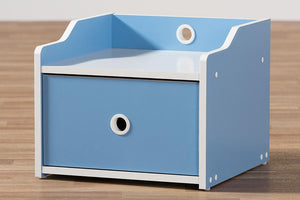 Baxton Studio Aeluin Contemporary Children's Blue and White Finished Nightstand