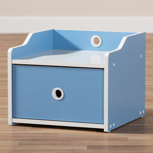 Baxton Studio Aeluin Contemporary Children's Blue and White Finished Nightstand