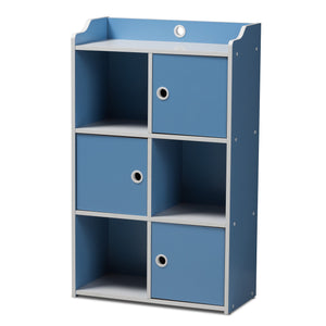 Baxton Studio Aeluin Contemporary Children's Blue and White Finished 3-Door Bookcase