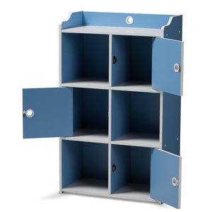 Baxton Studio Aeluin Contemporary Children's Blue and White Finished 3-Door Bookcase