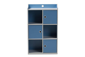 Baxton Studio Aeluin Contemporary Children's Blue and White Finished 3-Door Bookcase