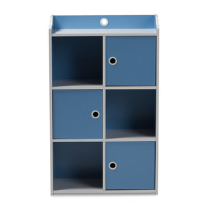 Baxton Studio Aeluin Contemporary Children's Blue and White Finished 3-Door Bookcase