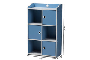 Baxton Studio Aeluin Contemporary Children's Blue and White Finished 3-Door Bookcase