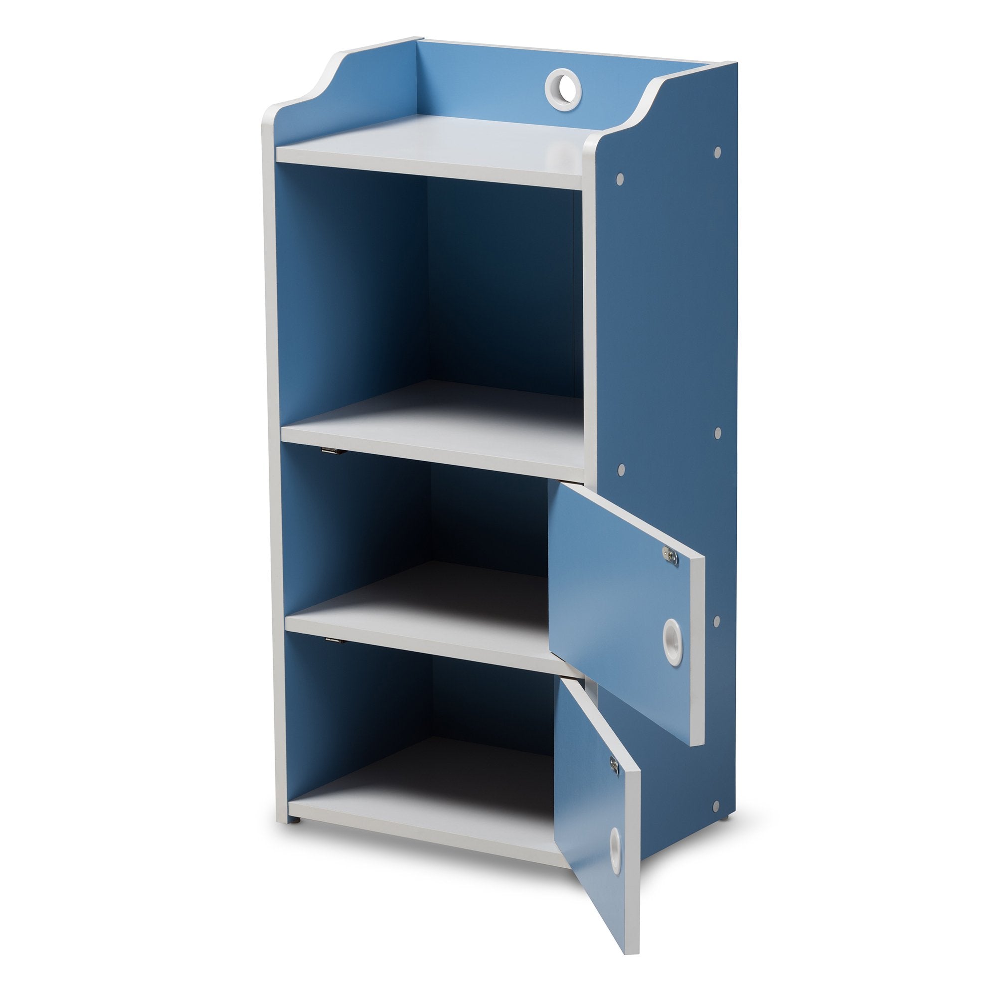 Baxton Studio Aeluin Contemporary Children's Blue and White Finished 2-Door Bookcase