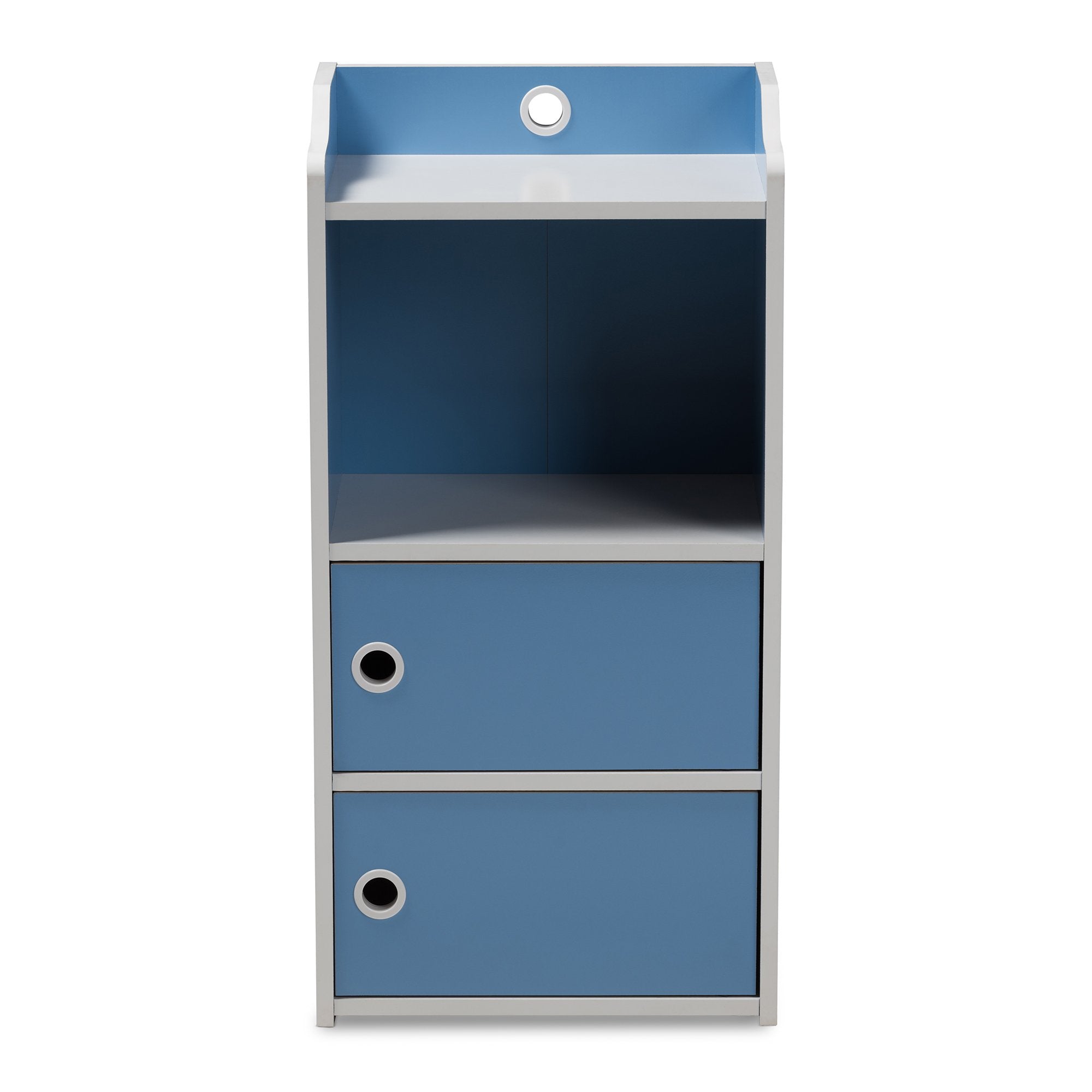 Baxton Studio Aeluin Contemporary Children's Blue and White Finished 2-Door Bookcase