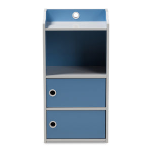 Baxton Studio Aeluin Contemporary Children's Blue and White Finished 2-Door Bookcase