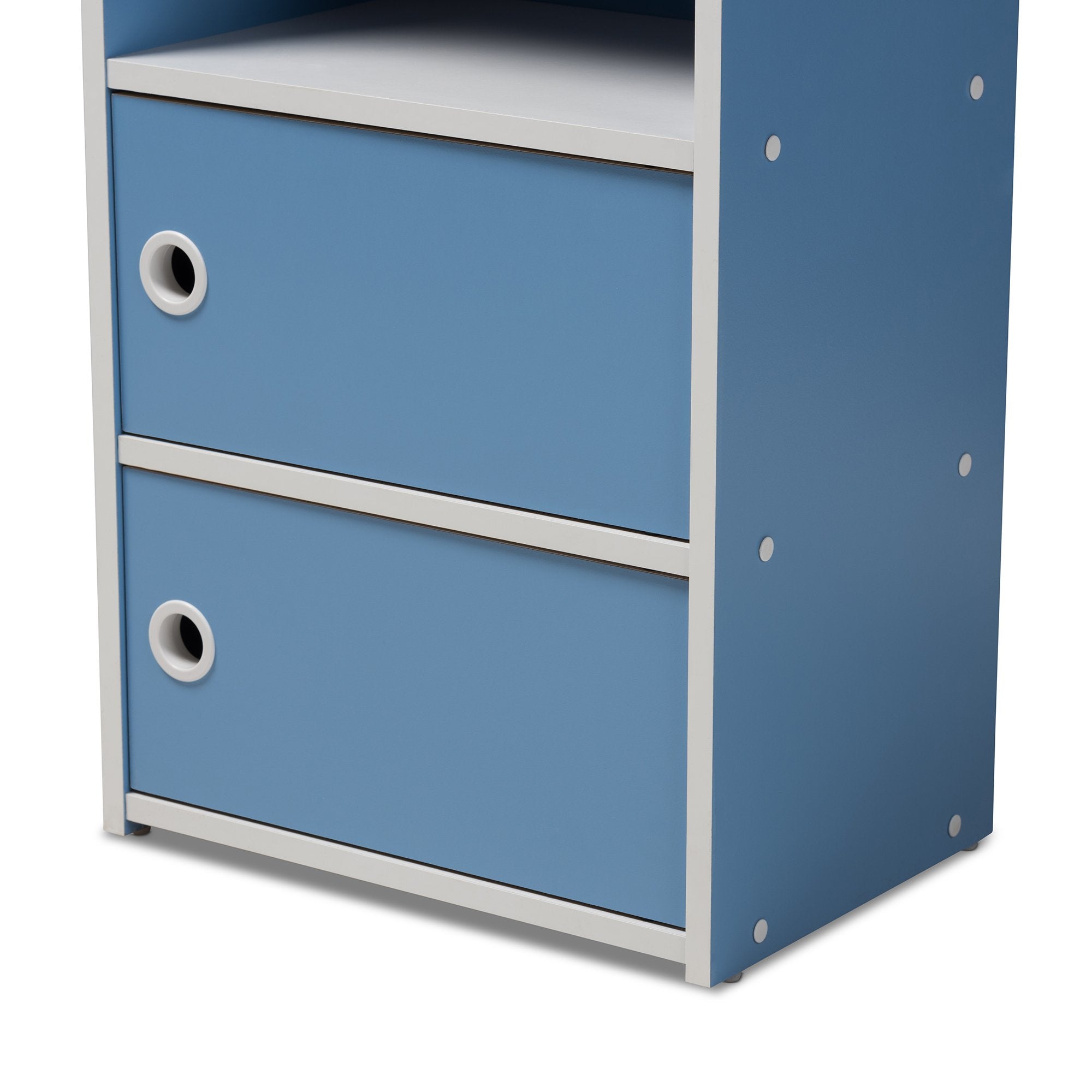 Baxton Studio Aeluin Contemporary Children's Blue and White Finished 2-Door Bookcase