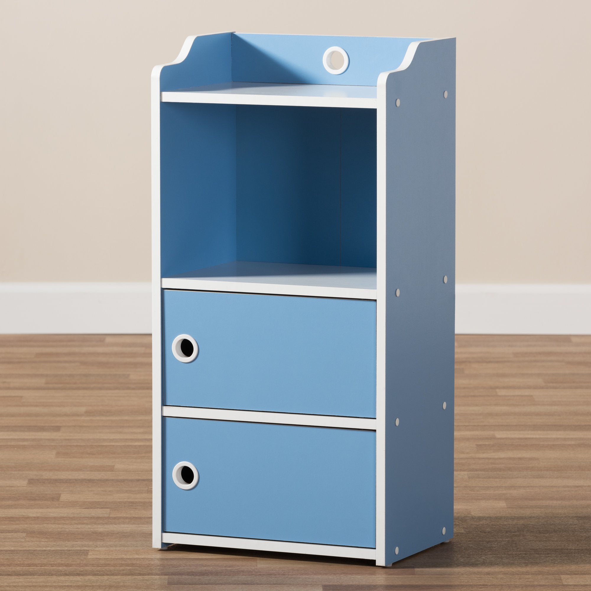 Baxton Studio Aeluin Contemporary Children's Blue and White Finished 2-Door Bookcase