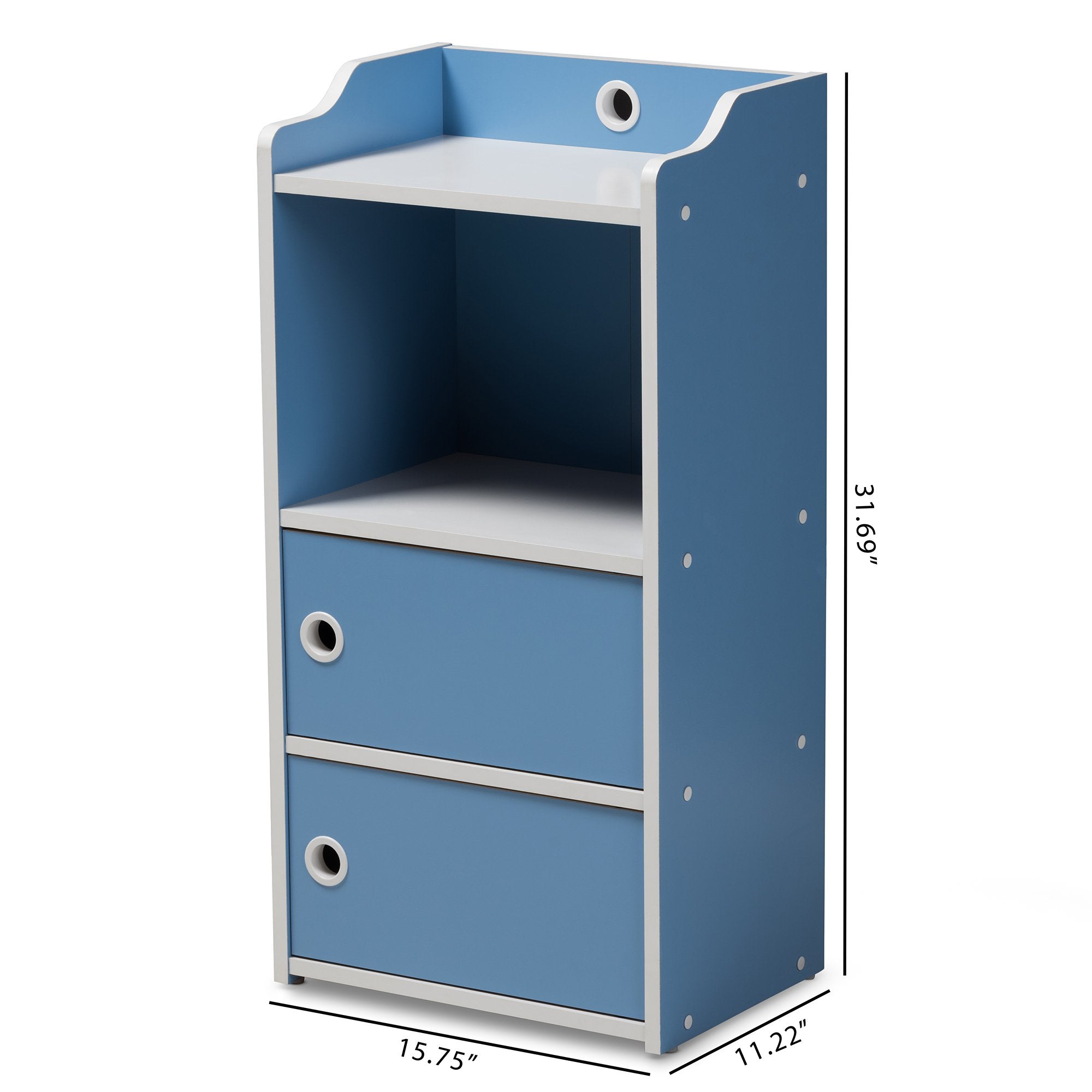 Baxton Studio Aeluin Contemporary Children's Blue and White Finished 2-Door Bookcase