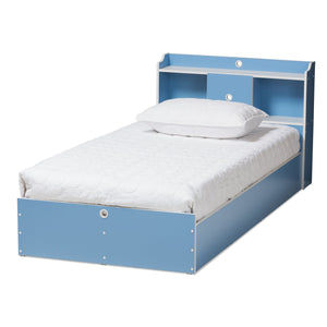 Baxton Studio Aeluin Contemporary Children's Blue and White Finished Platform Bed