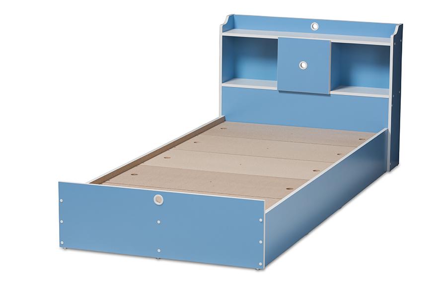 Baxton Studio Aeluin Contemporary Children's Blue and White Finished Platform Bed