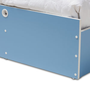 Baxton Studio Aeluin Contemporary Children's Blue and White Finished Platform Bed