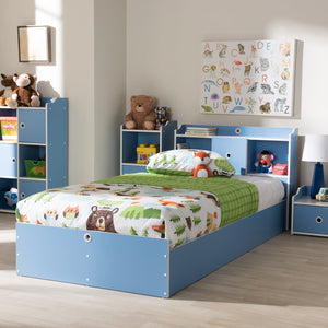 Baxton Studio Aeluin Contemporary Children's Blue and White Finished Platform Bed